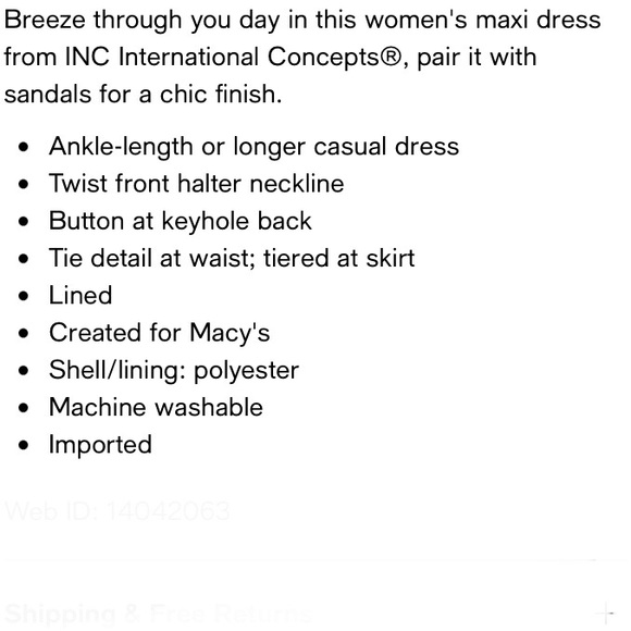 NWT Printed Halter Dress, Inc International Concepts, Small - Picture 9 of 12